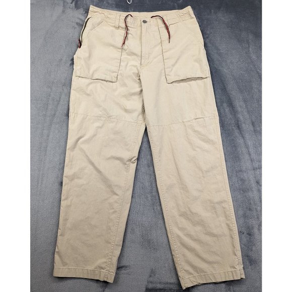 Y2K GAP Cargo Pants Mens L Nylon Baggy Relaxed Fit Preppy Outdoor Hiking 90s Tan - Picture 1 of 12
